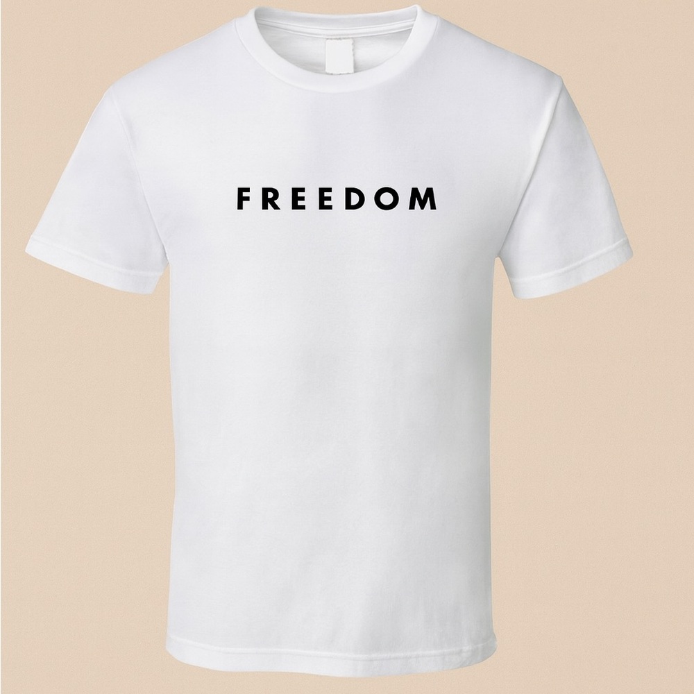 FREEDOM minimalist white t-shirt - plain and simple .